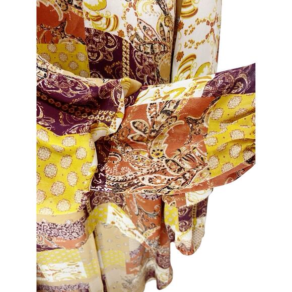 Cato Asymmetrical Flowy Sheet Blouse W/Fall Colors sz L - Picture 5 of 6